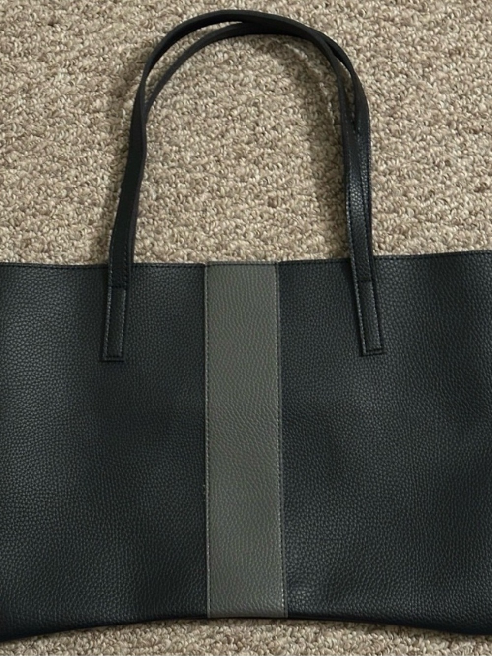 Vince Camuto Black Tote with Gray Center Stripe